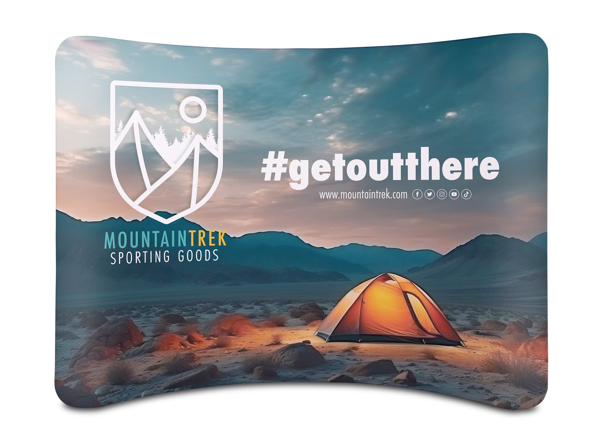 Pop up trade show display with curved design 