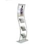 18" x 24" Floor Standing Poster Holder with Literature Holders, Wavy Frame - Silver