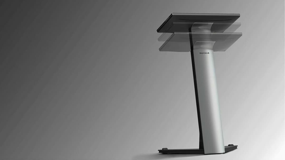Smart digital podium with motorized height adjustable stand