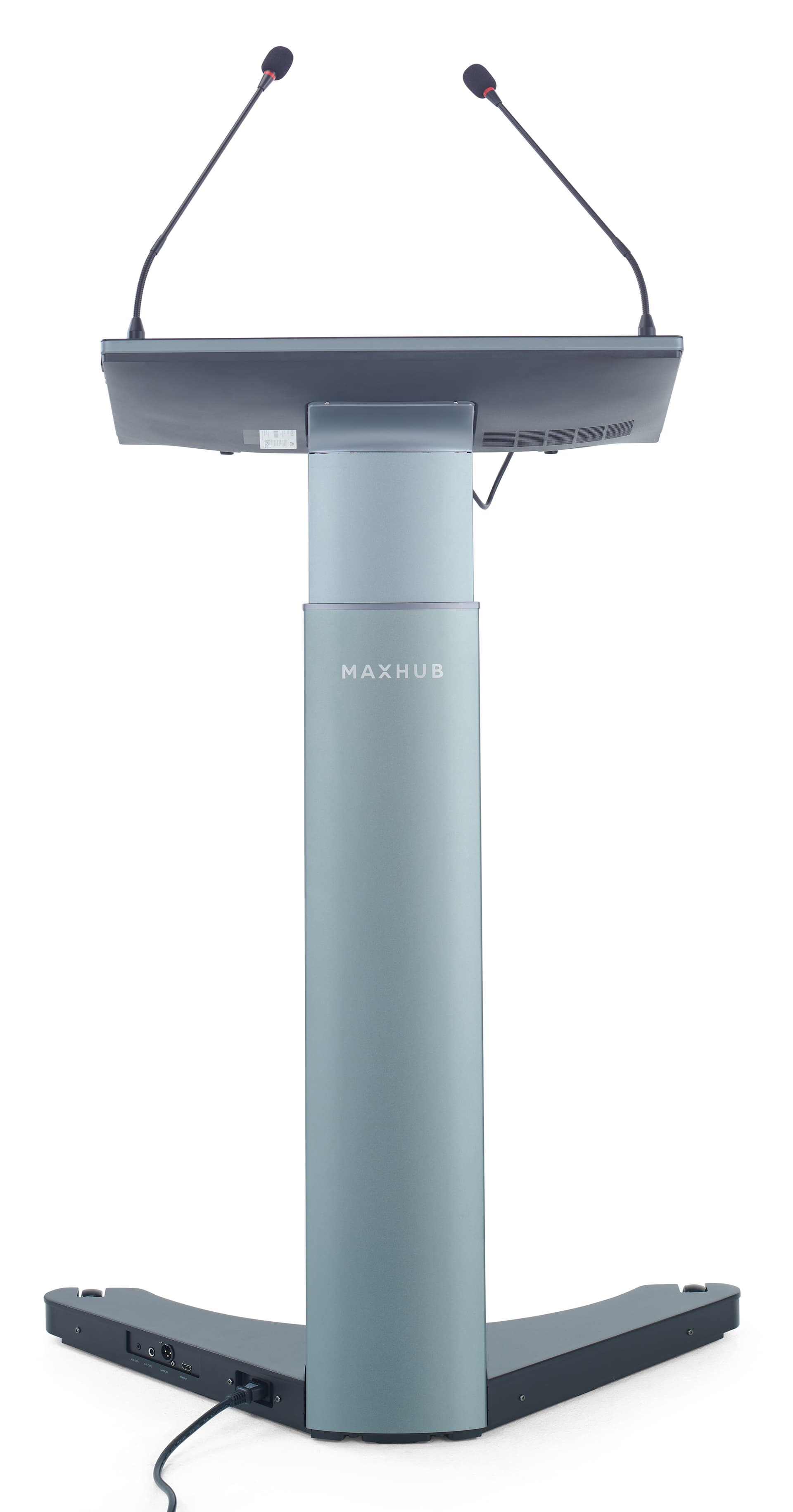 Smart digital podium with sleek minimalist design 