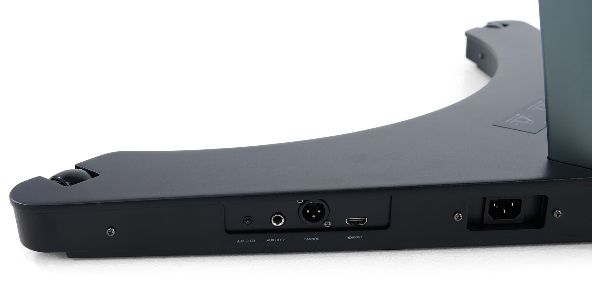 Smart digital podium with ports to connect power, HDMI, and audio
