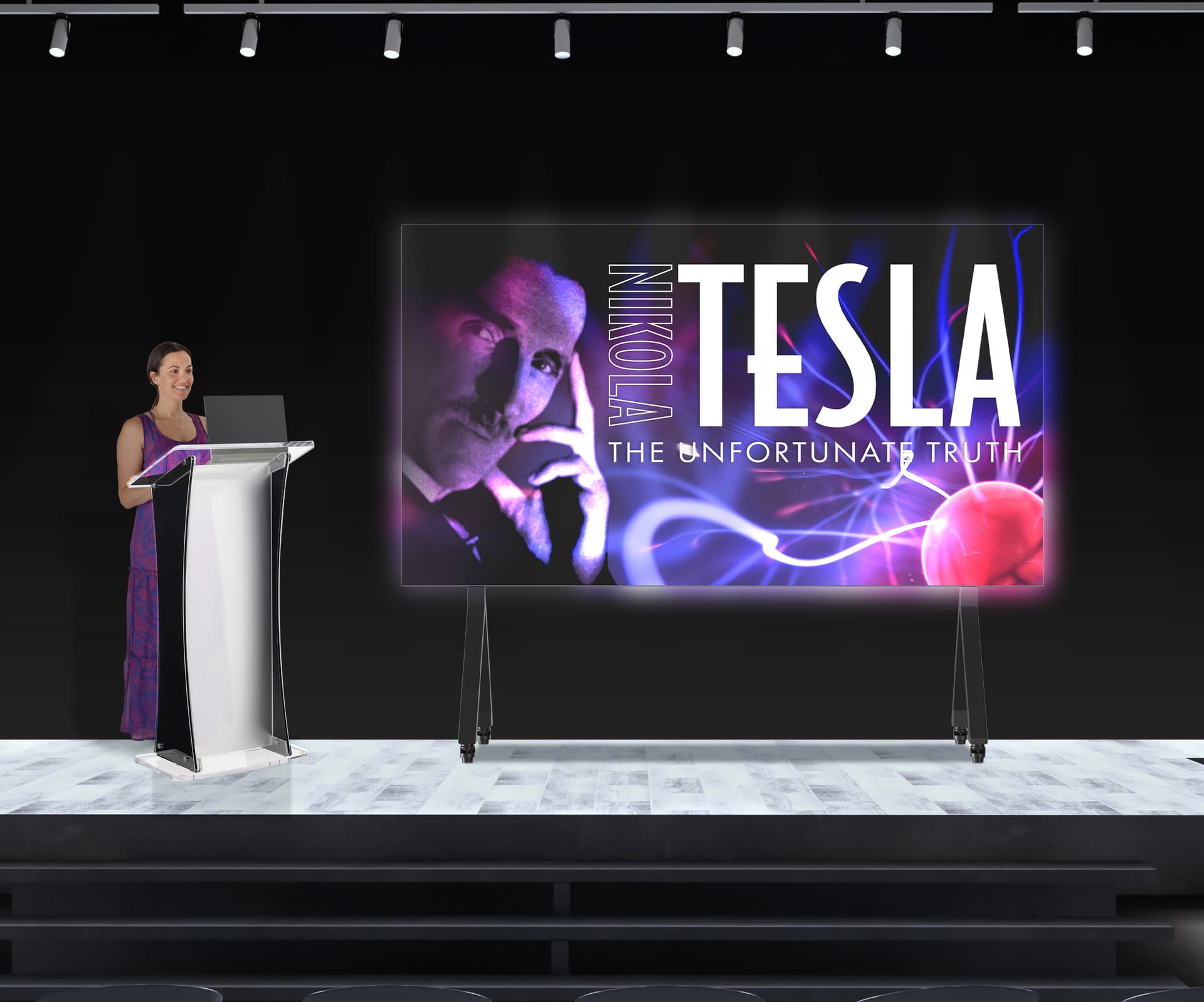 Direct View LED Video Wall being used an auditorium during a presentation
