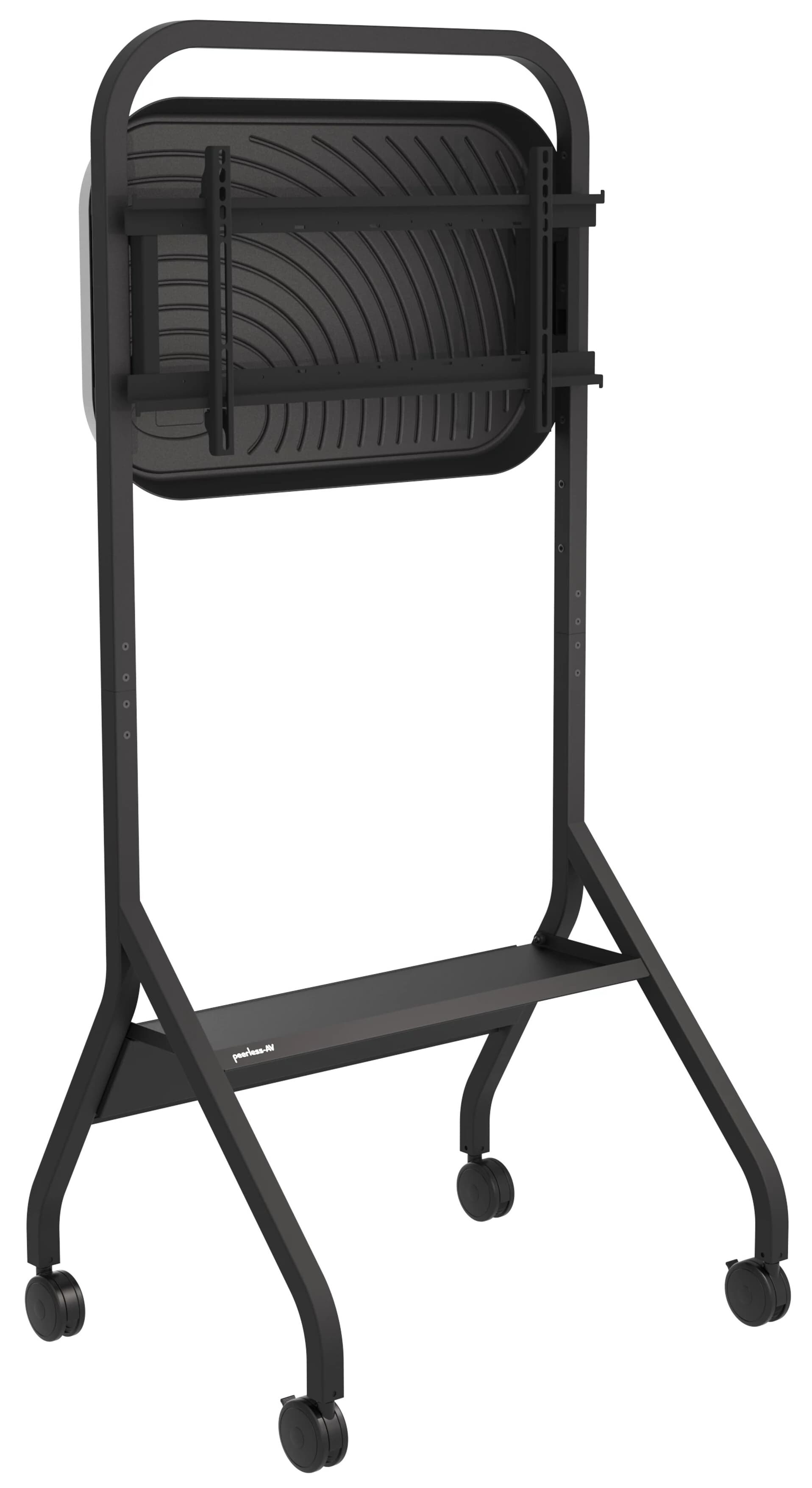 Mobile TV cart showcasing the floor stand without any monitor mounted on it