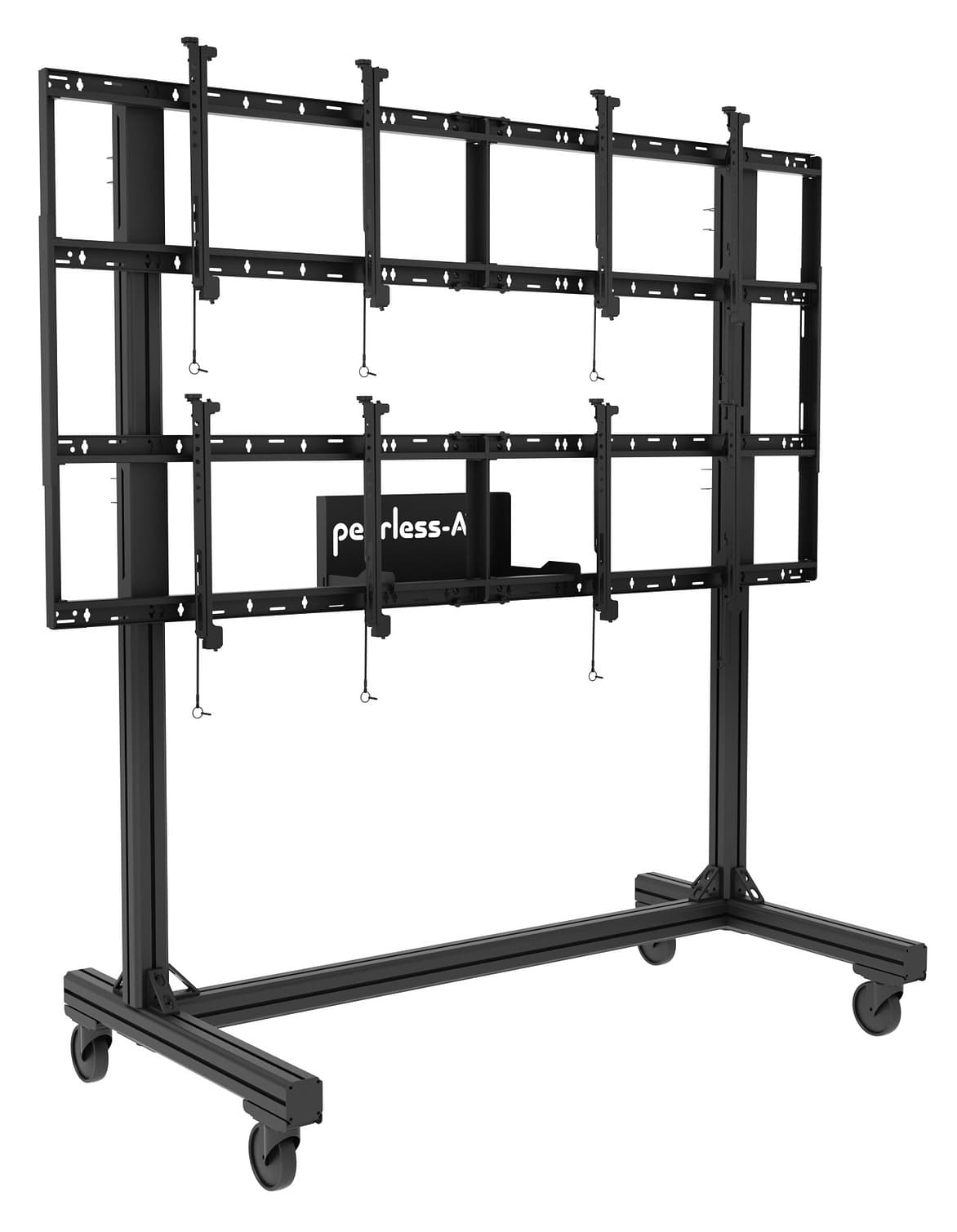 Portable video wall stand fits 49 to 60 inch screen sizes