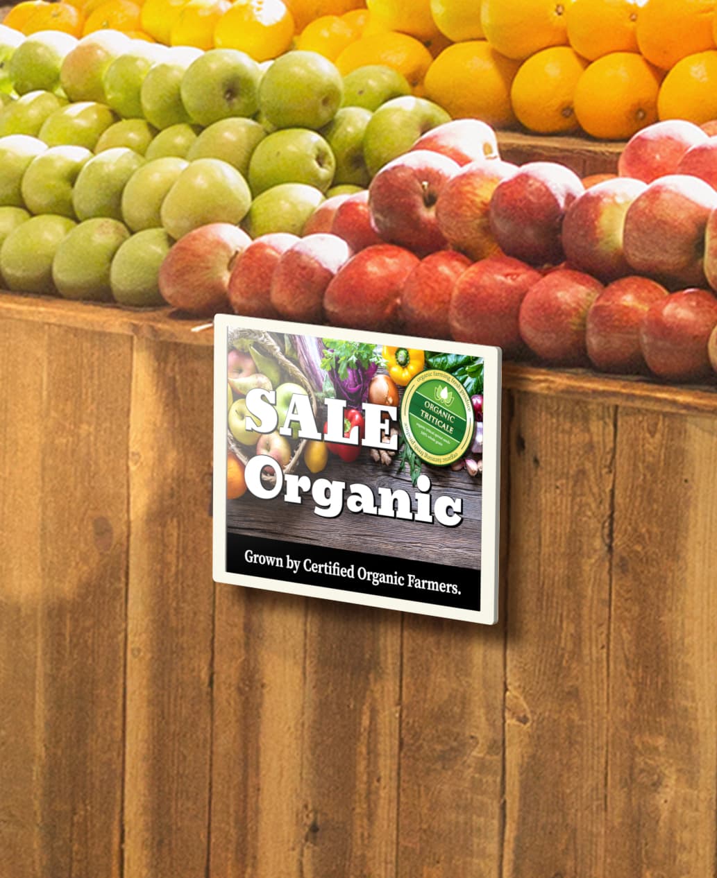 Digital signage ePaper being utilized in a grocery store and showing a sales promotion
