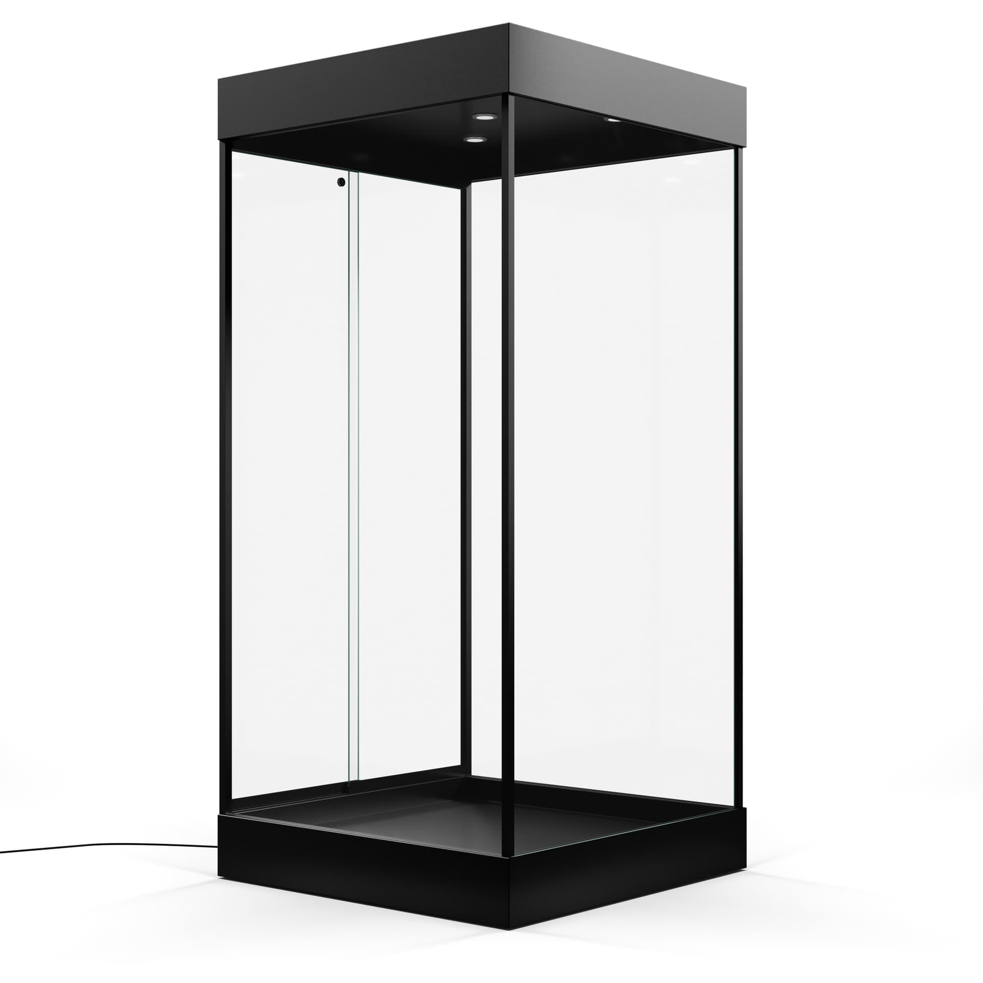 Mannequin display case with lockable sliding doors