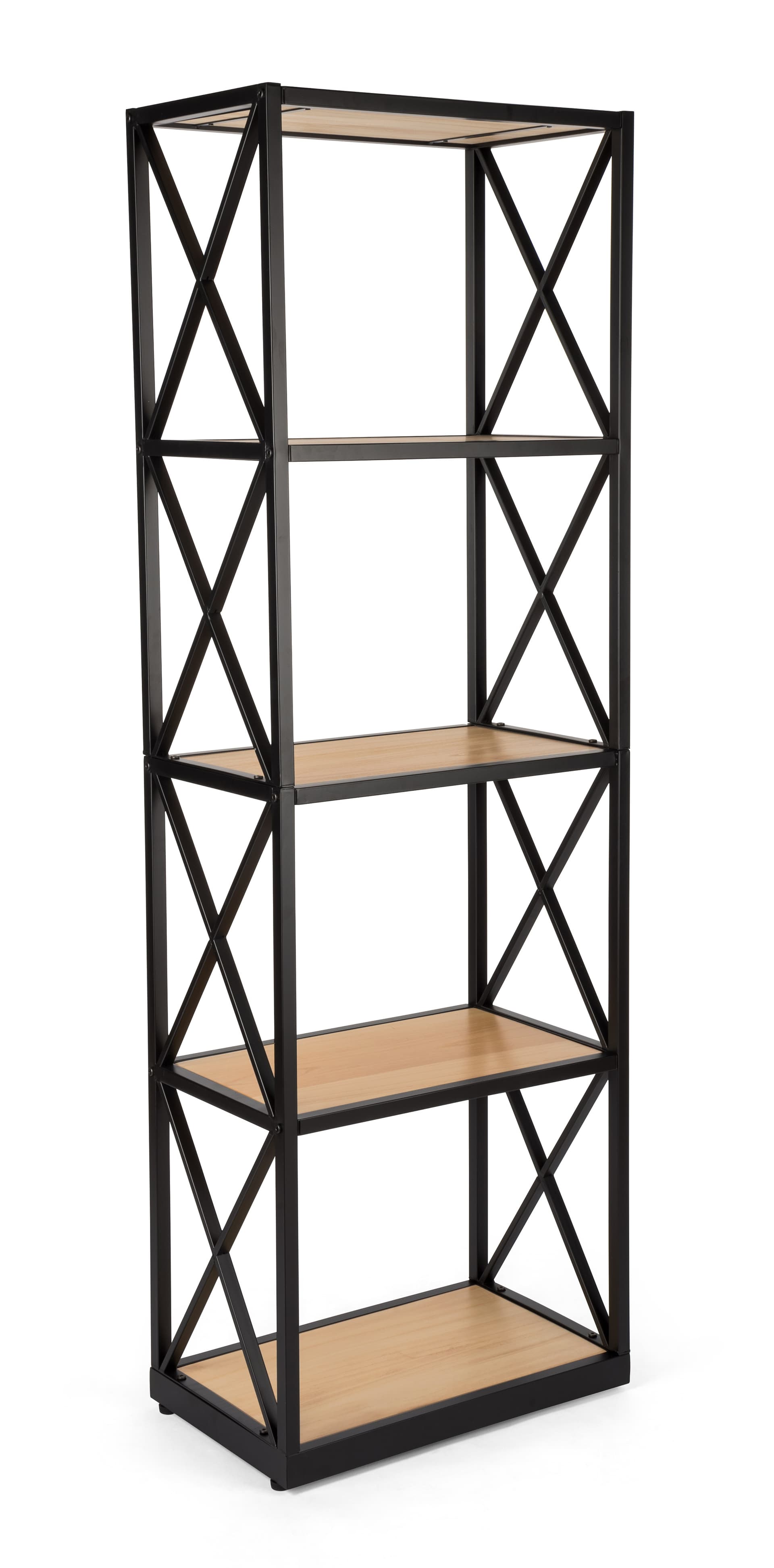 Industrial rustic 5-tier shelving unit with natural stain