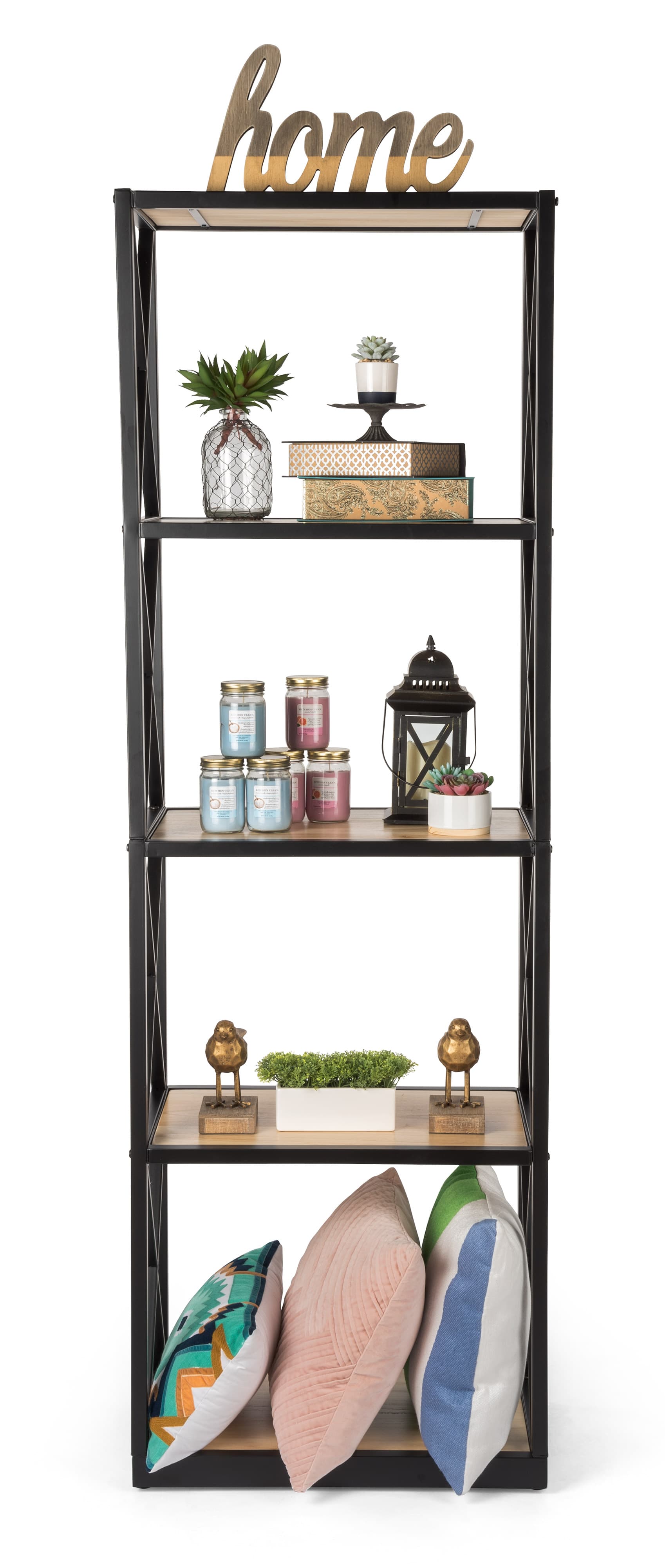 Tall industrial rustic 5-tier shelving unit
