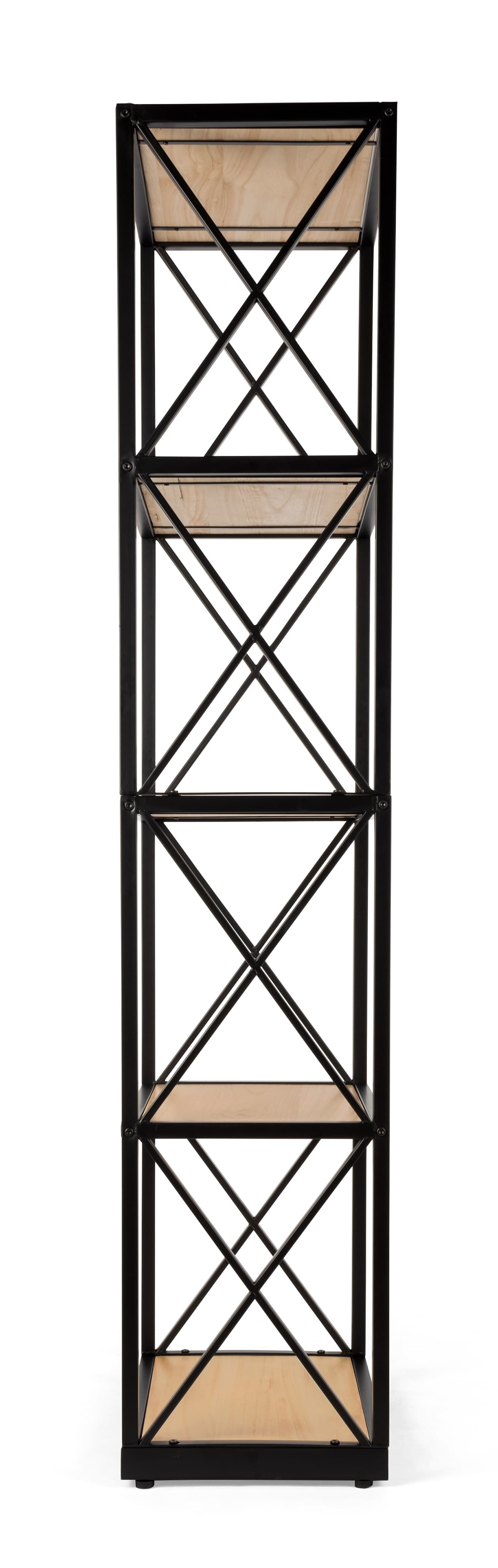 X-sided industrial rustic 5-tier shelving unit