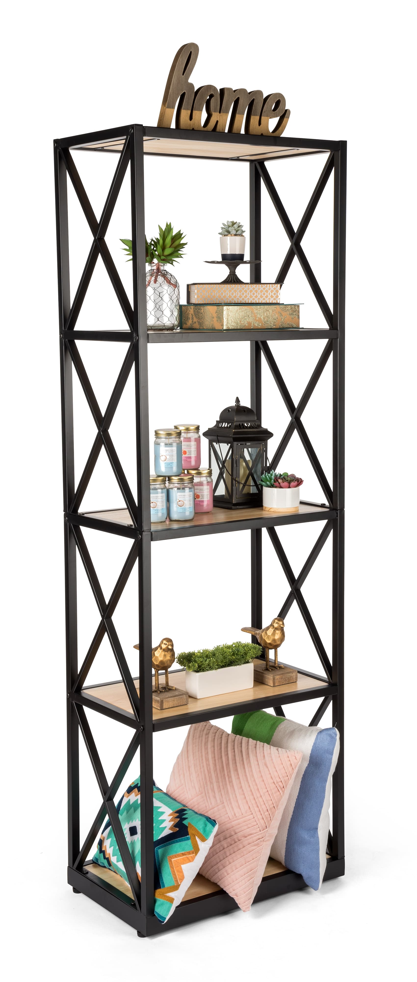Natural industrial rustic 5-tier shelving unit