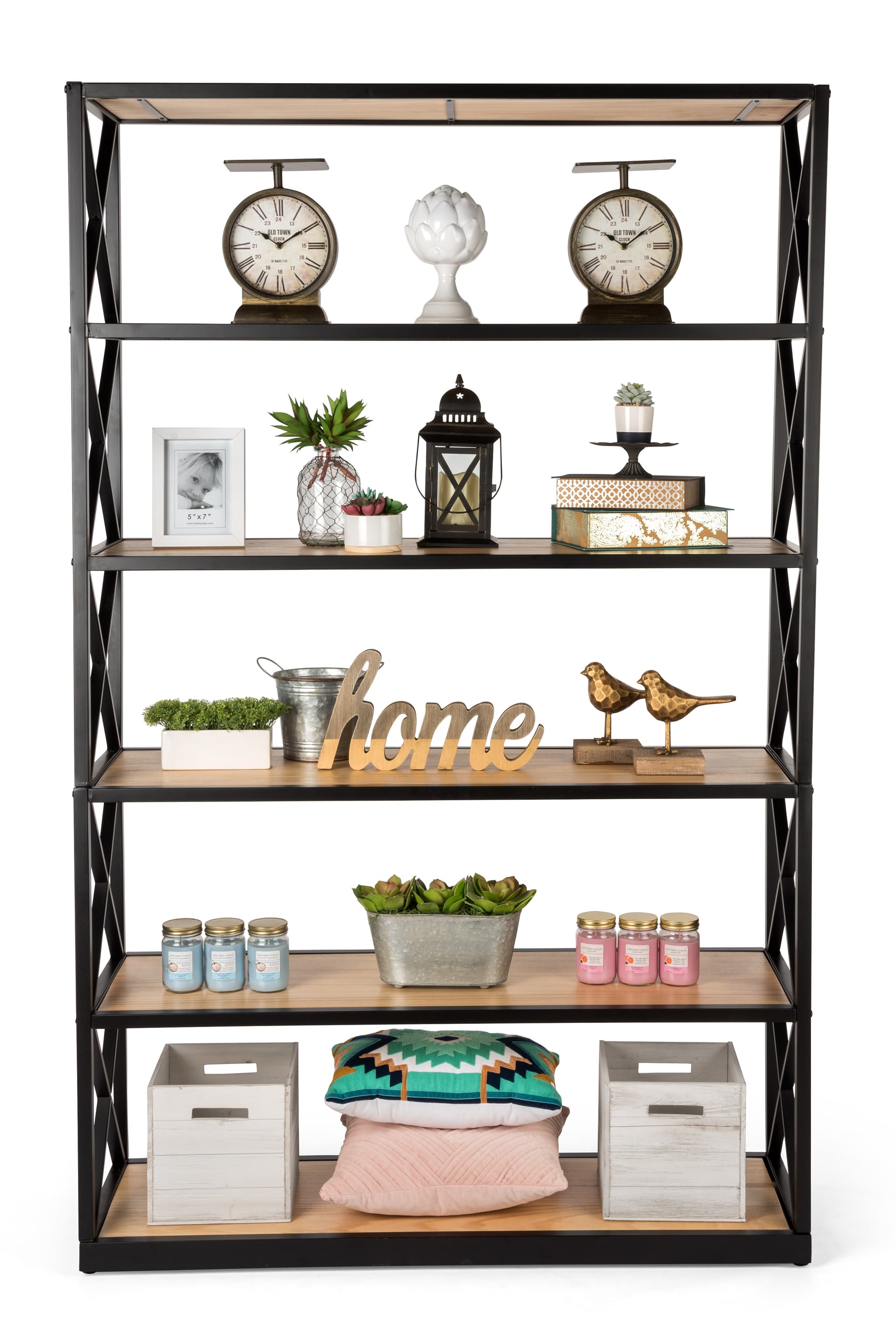 Paulownia rustic ironworker industrial shelves