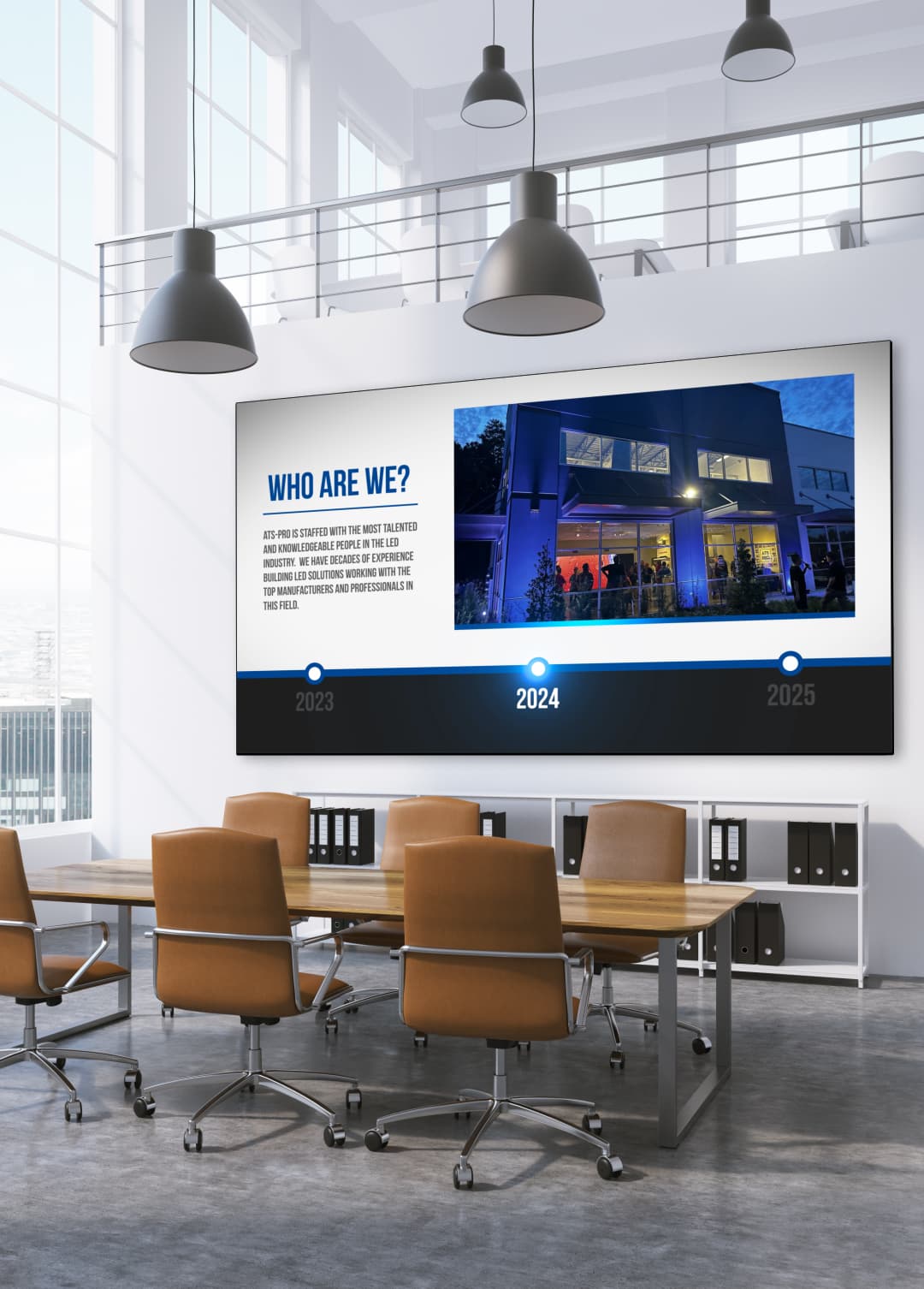 Direct view LED video wall with a large scale size range of 108 inch to 163 inch to fill your wall space with vibrant visuals or presentations