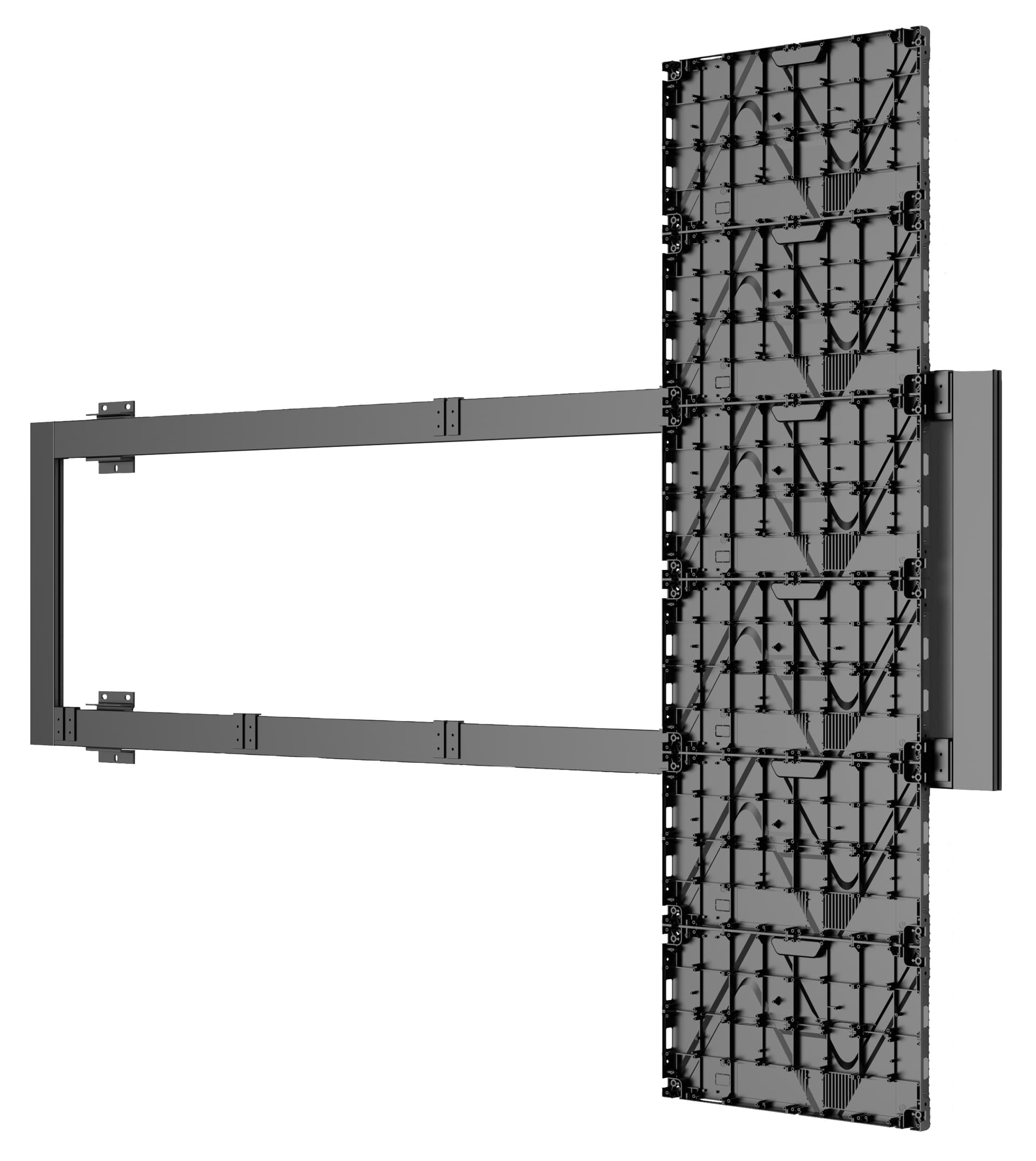 Direct View LED Video Wall showcasing the bare frames attached to the wall mounting bracket