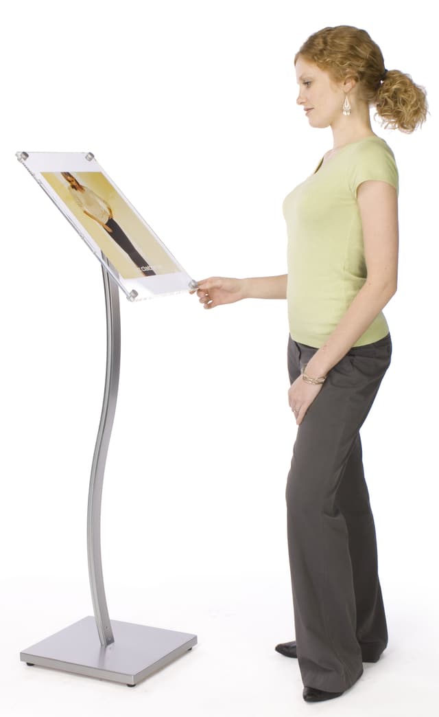 Silver Sign Stand for 11 x 17 Portrait or Landscape Graphics | Displays2Go