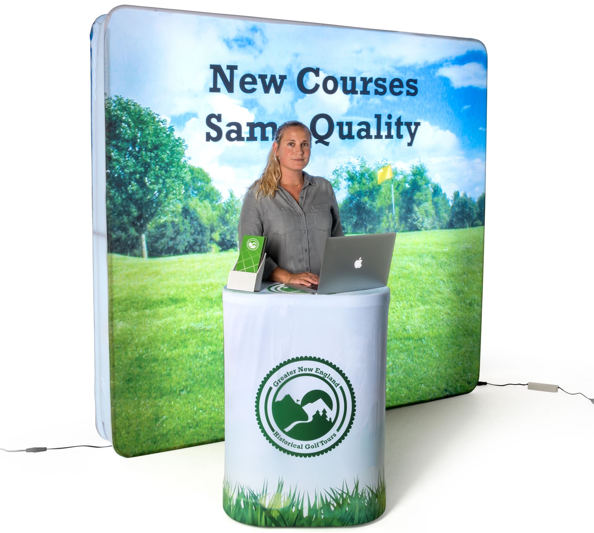 Backlit trade show booth kit with full-color artwork