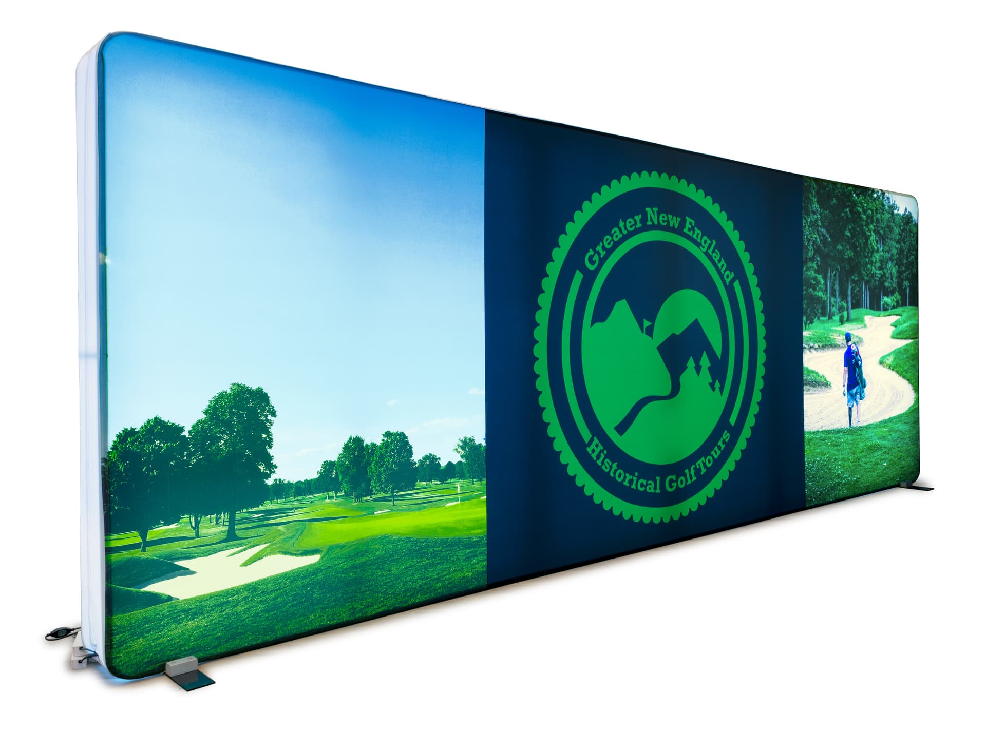 20' backlit trade show backdrop with custom graphics
