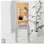 Wooden pegboard with shelves measures 18 inches wide and 35 inches tall 