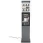 Exhibit pedestal case with video screen has an easy to remove acrylic front panel