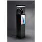 Exhibit pedestal case with video screen with dimmable showcase
