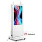 Double-sided digital vertical touchscreen kiosk with two screens