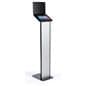 Black and silver brandable tablet kiosk with modern and slim design