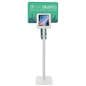 Interactive iPad station with custom graphics is made from white steel