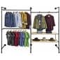 Double Pipe Outrigger Wall Display Showcasing Shirts and Hats