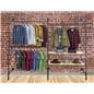 Double Pipe Outrigger Wall Display for Showcasing Folded and Hanging Clothing