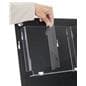 Adjustable wall mounted literature holder with easy to apply dividers 