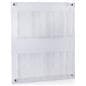 Wall mounted literature holder with 4 acrylic dividers to make 8 pockets 
