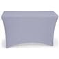 Gray stretch table cloth with open back 