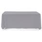 Grey 3-sided event table cloth with rounded top corners to prevent bunching