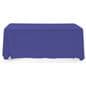 Blue 3-sided event table cloth with rounded top corners to prevent bunching