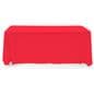 Red 3-sided event table cloth with rounded top corners to prevent bunching