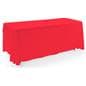 Red 3-sided event table cloth in machine washable fabric