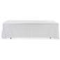 White 3-sided event table cloth with clean drape and rounded corner design