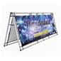 Horizontal a-frame banner display with custom graphics