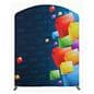 Curved top modular tension fabric banner with feet for stability 