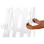H frame acrylic easel stand with adjustable twist-on hooks 