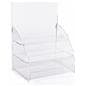 3 Tiered clear countertop merchandising stand with removable shelves