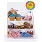 Three tiered acrylic retail countertop rack with bent lip shelves