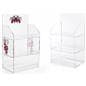 branded acrylic portable tiered retail shelves featues printed or non-printed