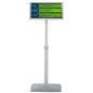 Adjustable sign holder with portrait and landscape orientation