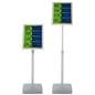 Adjustable sign holder with height adjusting base 