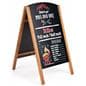 Digitally printed chalkboard easel with custom graphic and teak frame