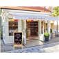 Chalkboard sidewalk sign with planter bottom and two large writable surfaces
