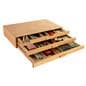 Wooden art supply organizer with five compartments per drawer