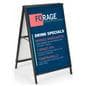 Outdoor metal a-frame sign with custom logo