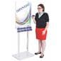 67"h Clear Poster Stand with Business Card Pockets