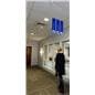 Ceiling hanging directional signage with vivid graphics